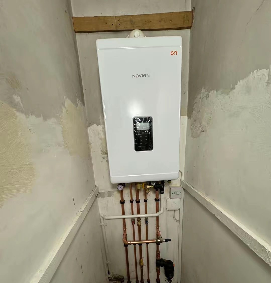 New gas boiler installation with system filter fitted in an Edinburgh home